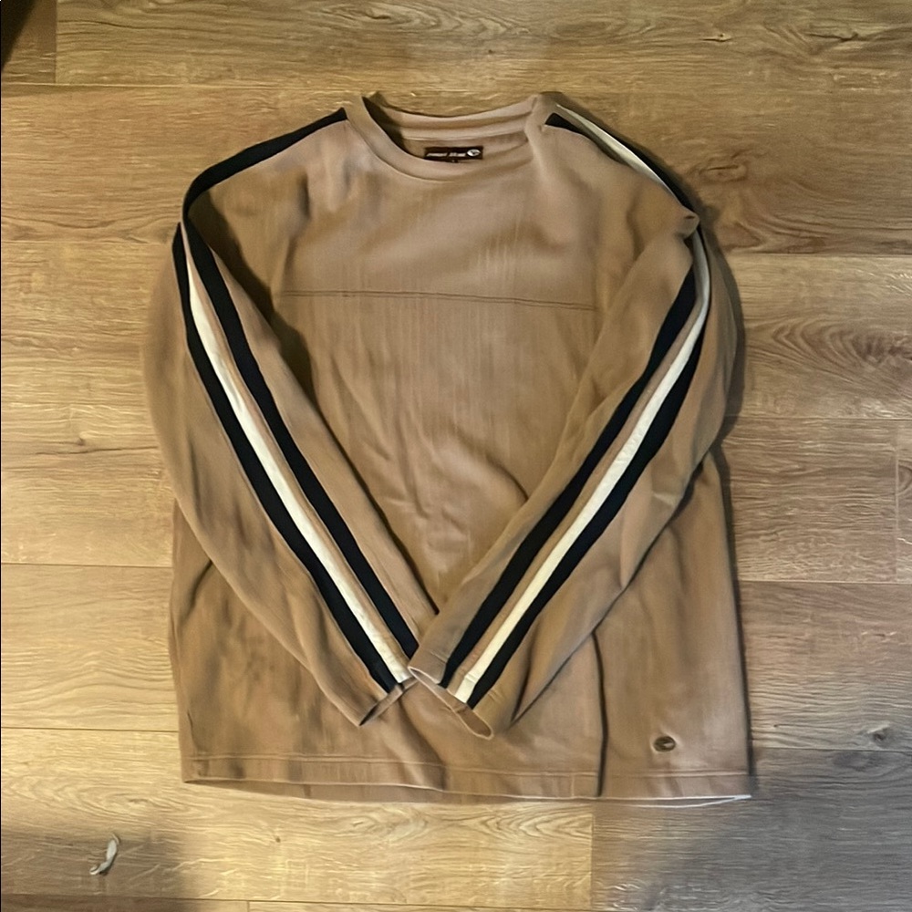 Vintage Men's Tan point zero Sweater with Black Stripes